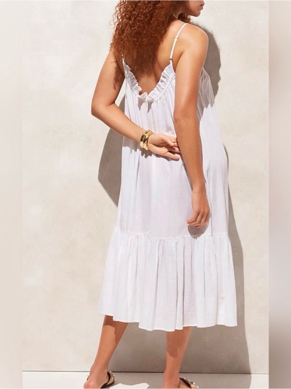 J. Crew White Ruffle-Trim Spaghetti Strap Coverup Dress - Picture 2 of 9